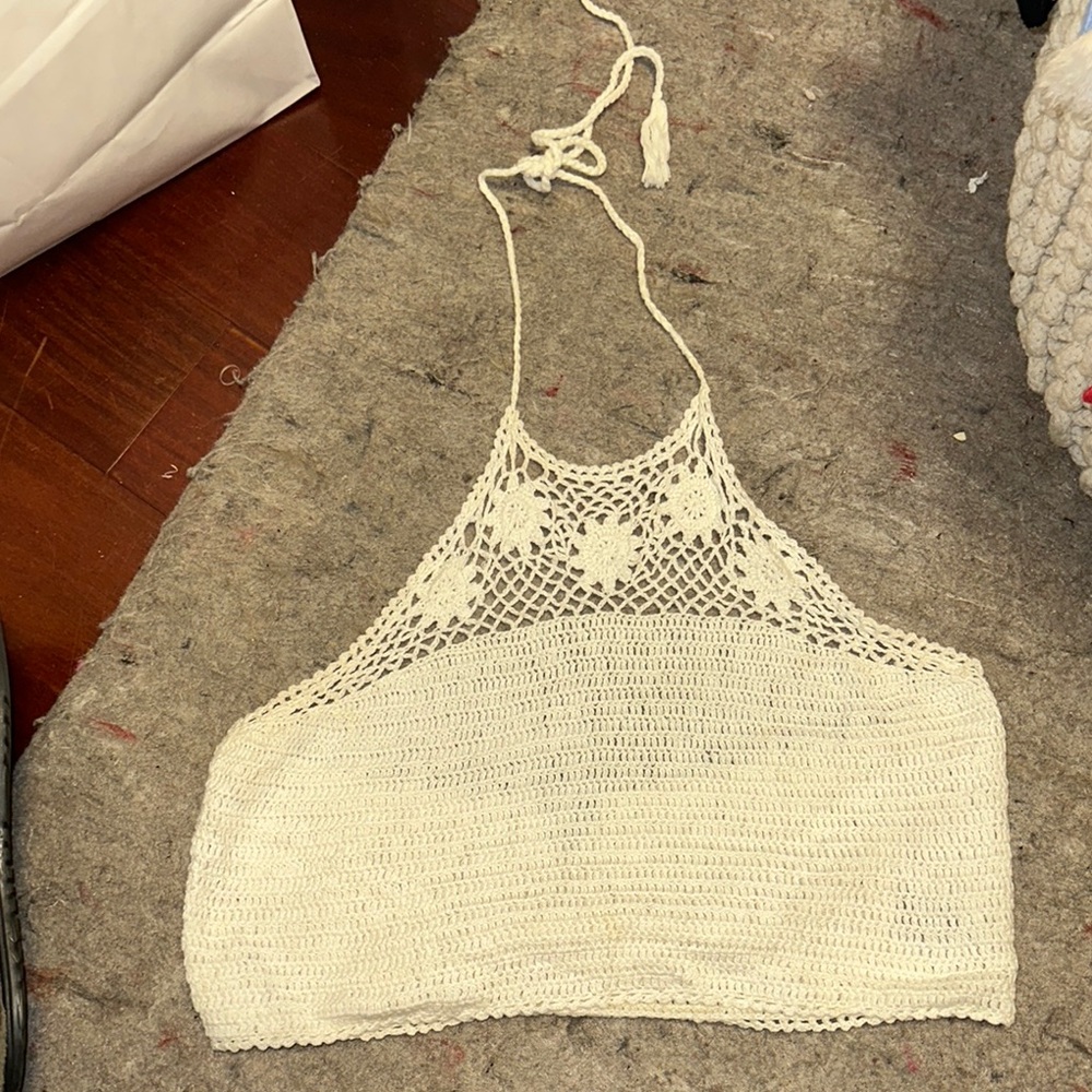 Crochet Halter Top in Cream